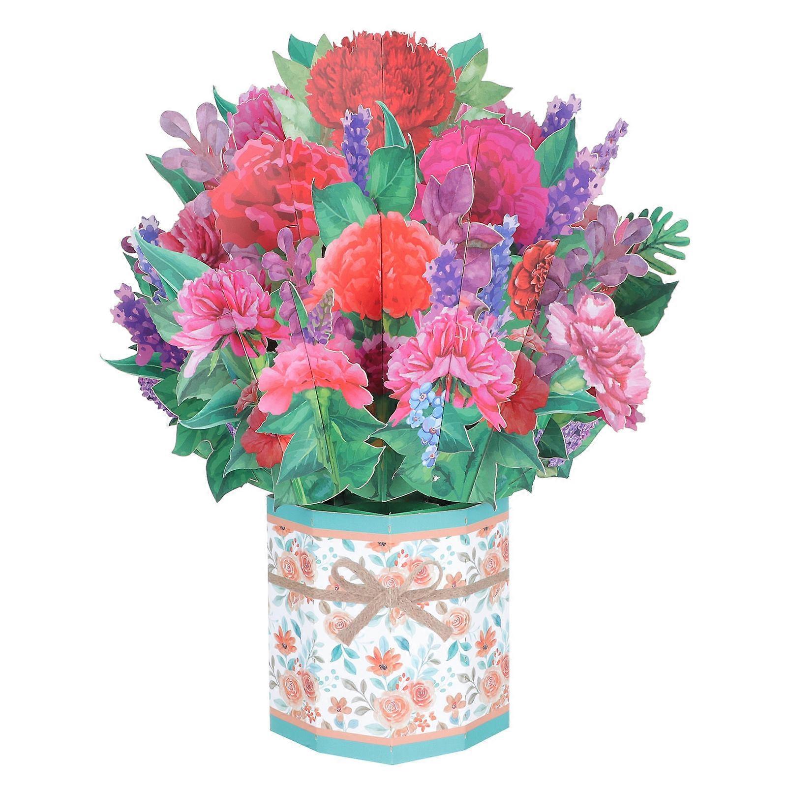 3D Paper Sculpture Mother's Day Card for Decor with Rosy Paper Greeting Card