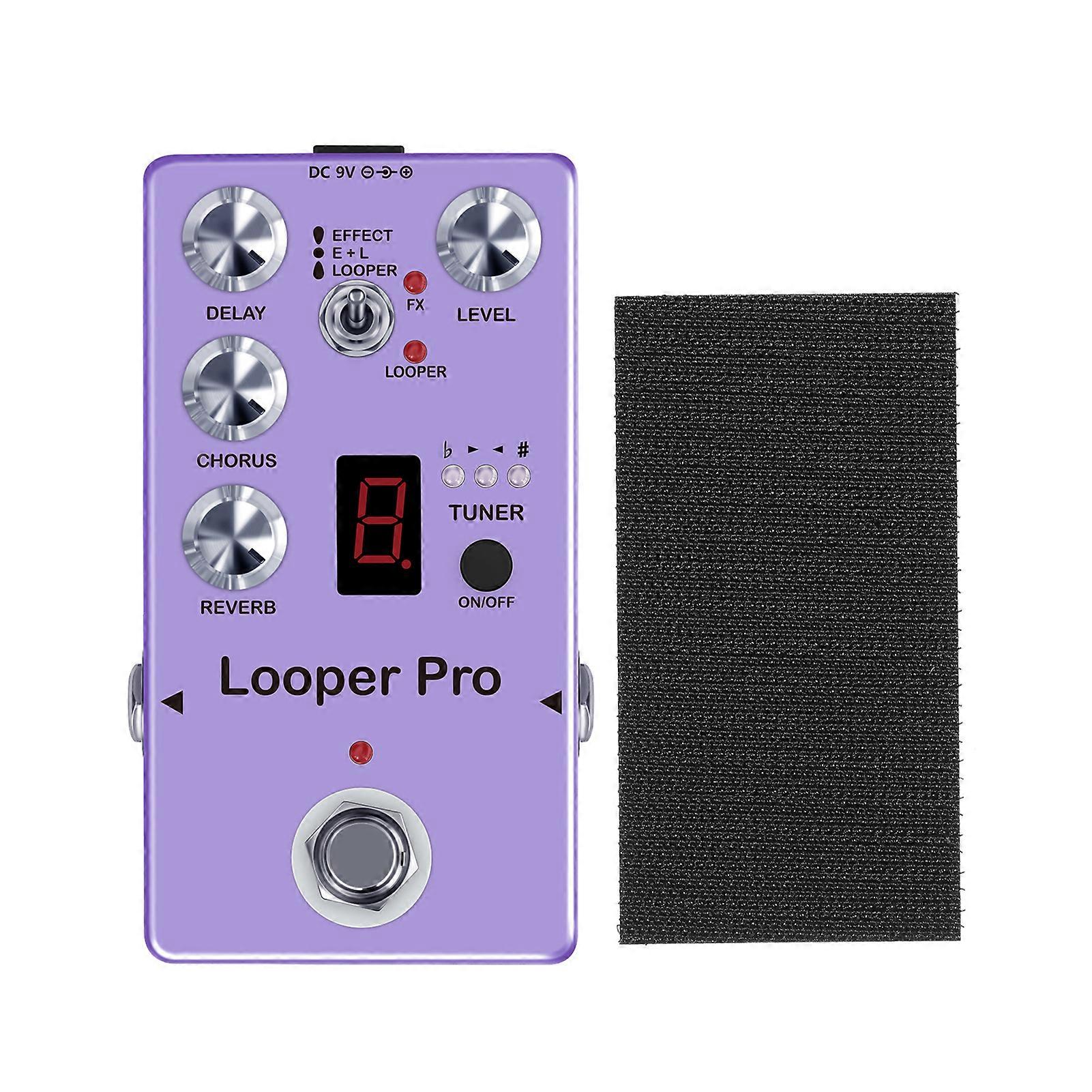Rowin RE-05 Loop Guitar Looper Tuner Pedal Mini Effect Pedal with Reverb Chorus Delay Full Metal Shell for Guitar Players