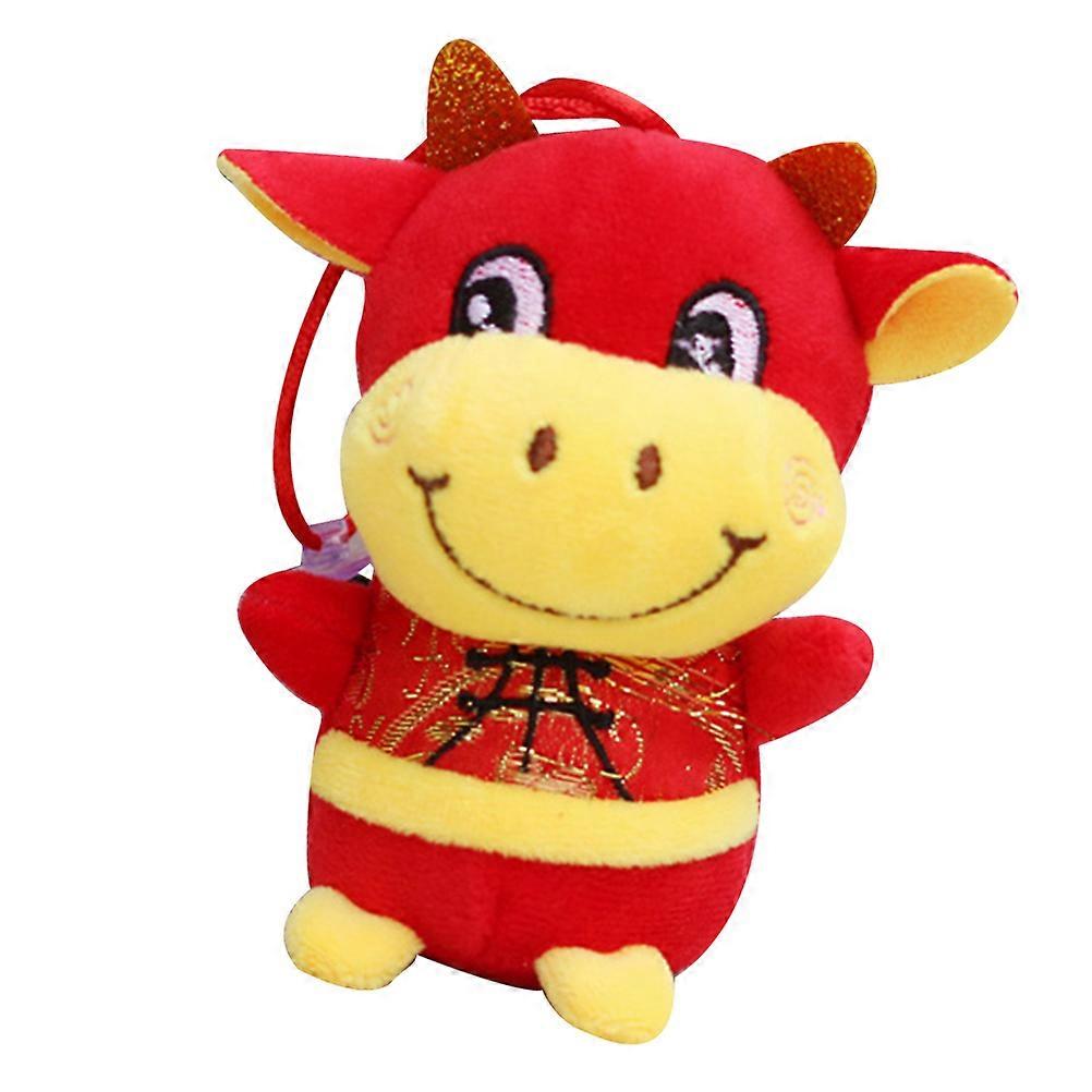 New Year Decoration 2Pcs Red Plush Cattle Ornaments for Festive Atmosphere, New Year Decor