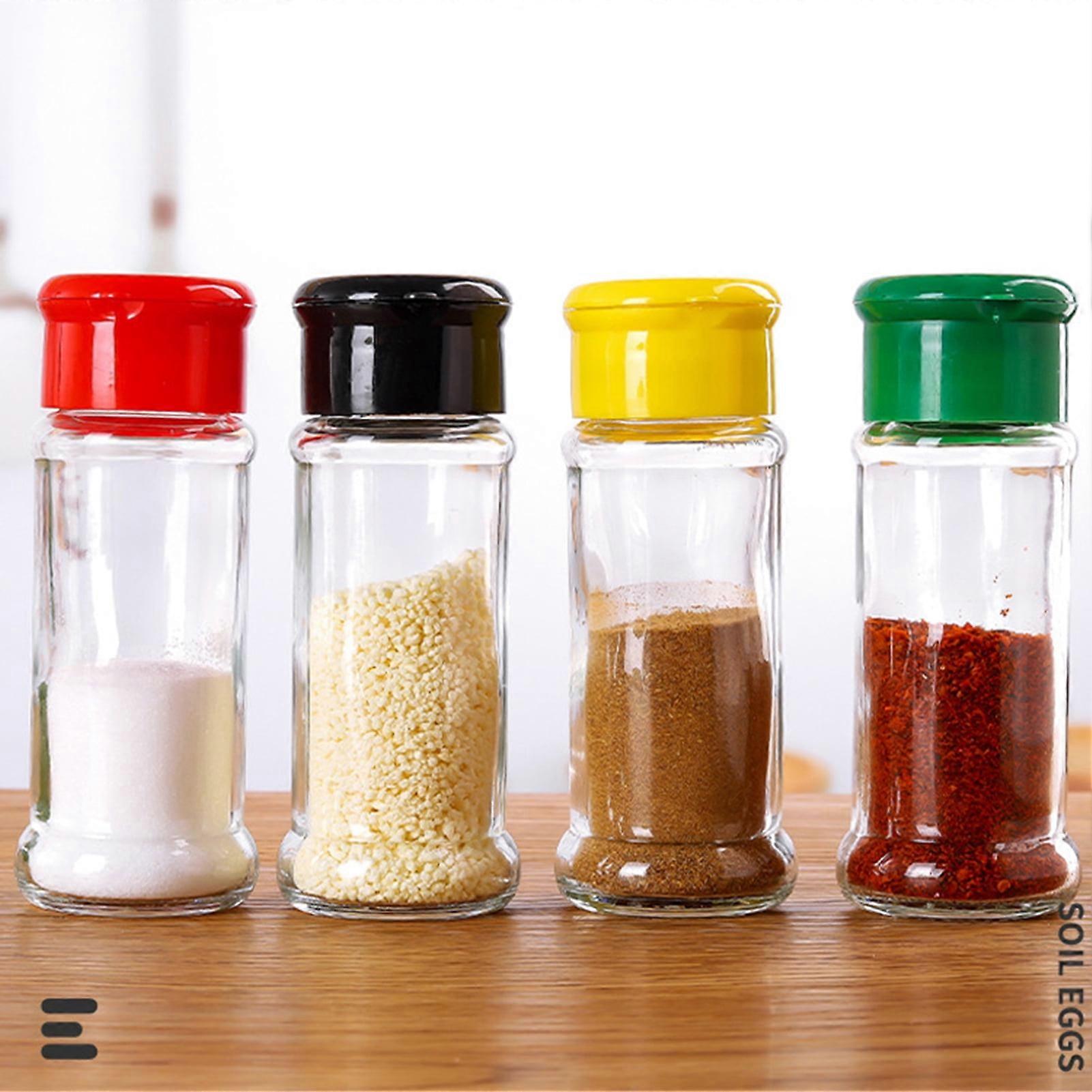 Clear Plastic Spice Jars with Shaker Lids - Empty Seasoning Containers for Storing Spices, Herbs, Powders