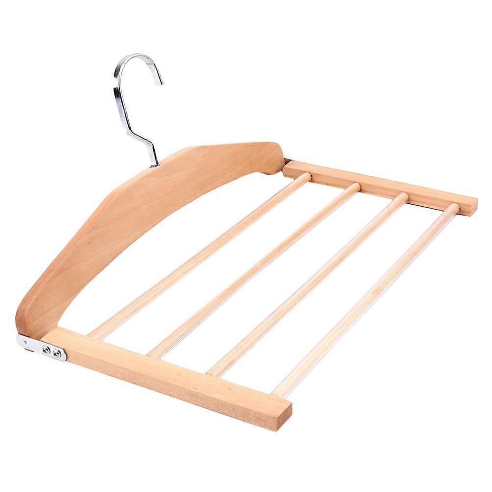 Multi-Layer Drying Hanger Non-Slip Wooden Pants Hanger 4Pcs for Storage