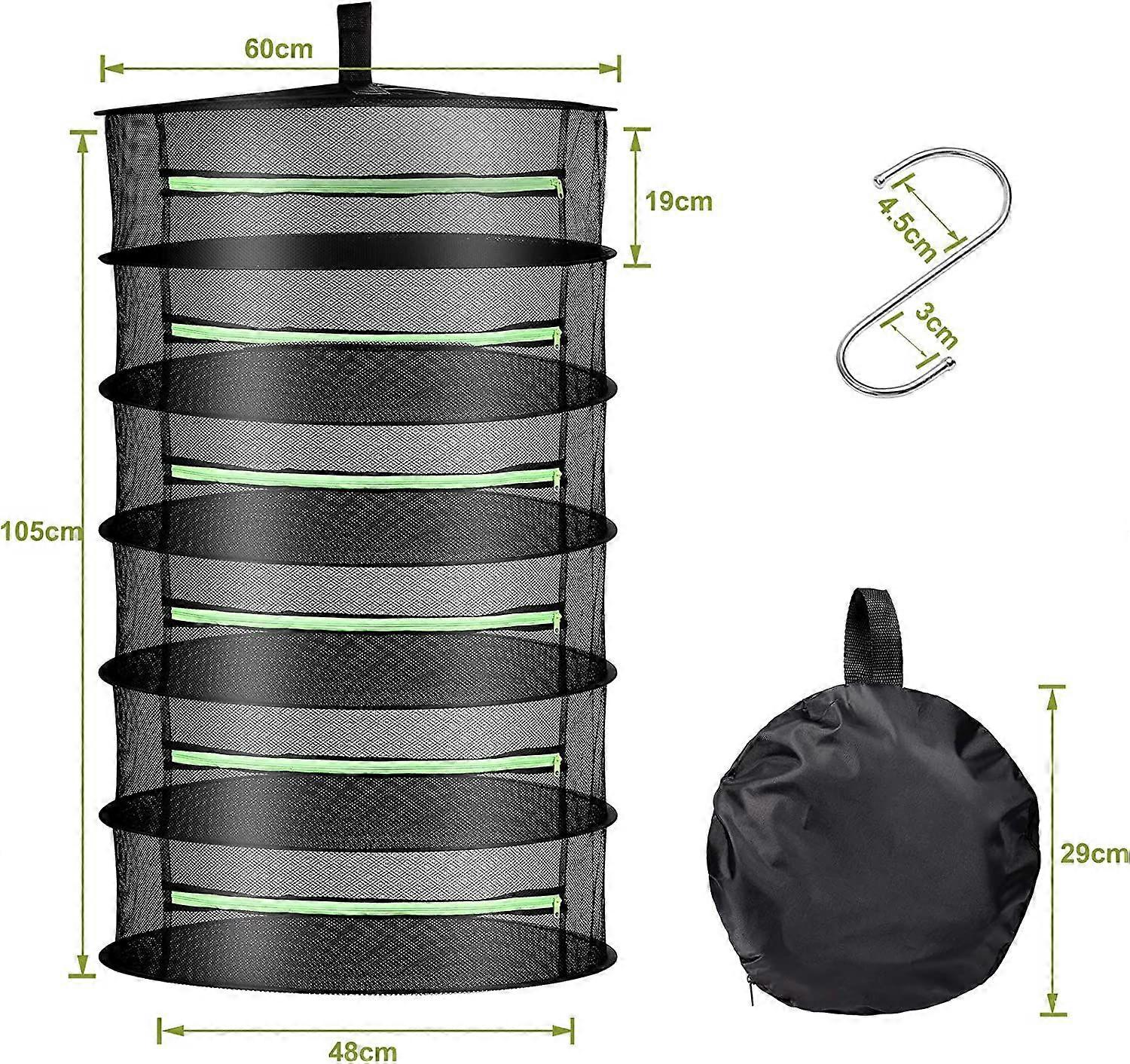 Foldable Hanging Drying Net 6 Layers Drying Basket Large Drying Net Storage Tent Bud Plant Drying with Hydroponic Secateurs, Hook and Carabiner