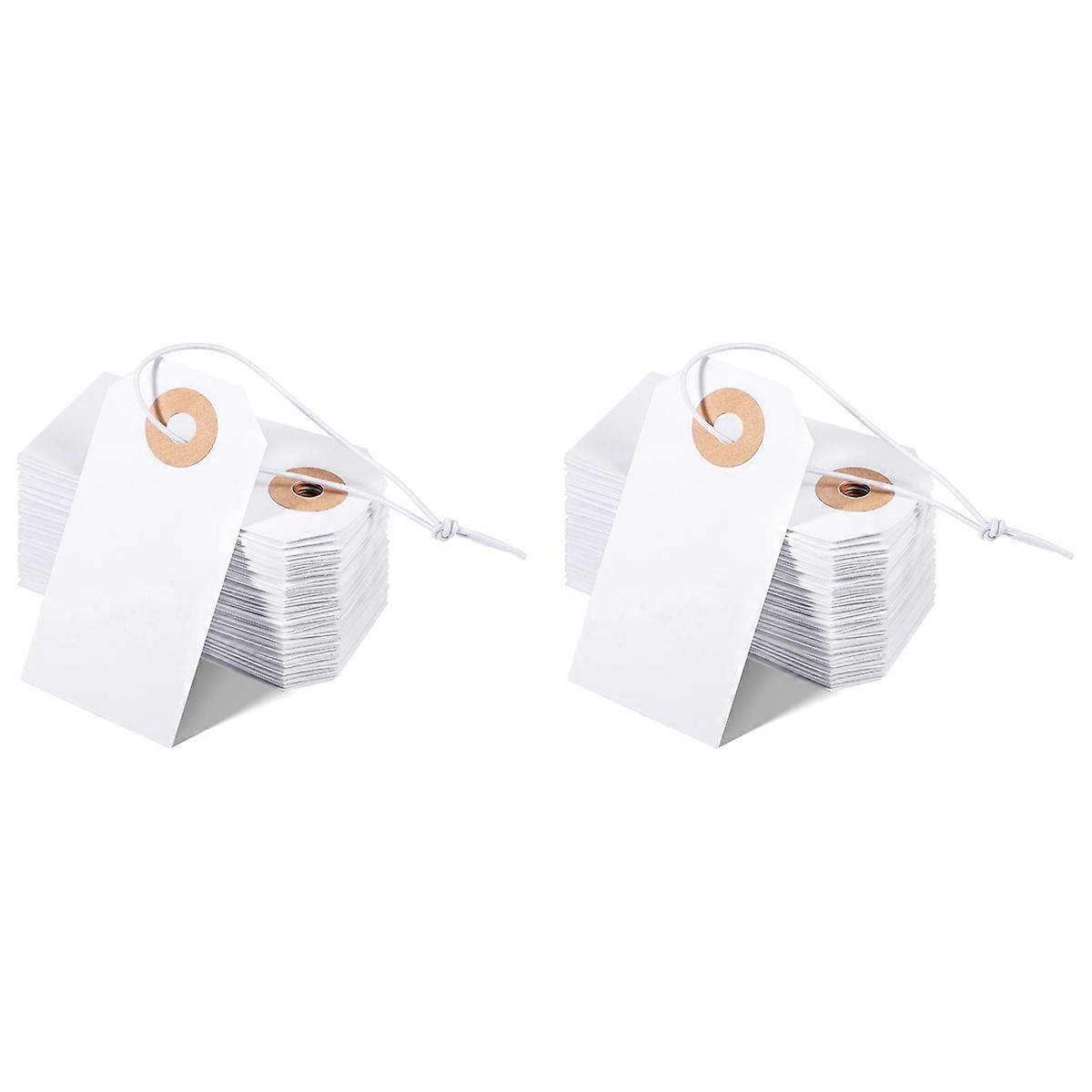 100 Pack Blank Tags with Elastic String Marking Hang Tags