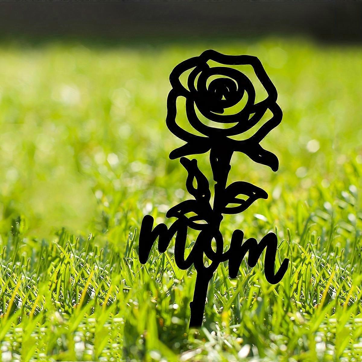 1PC Decorative Rose Memorial Stake Ornament for Mom for Garden Cemetery Graveyard Decor Remembrance