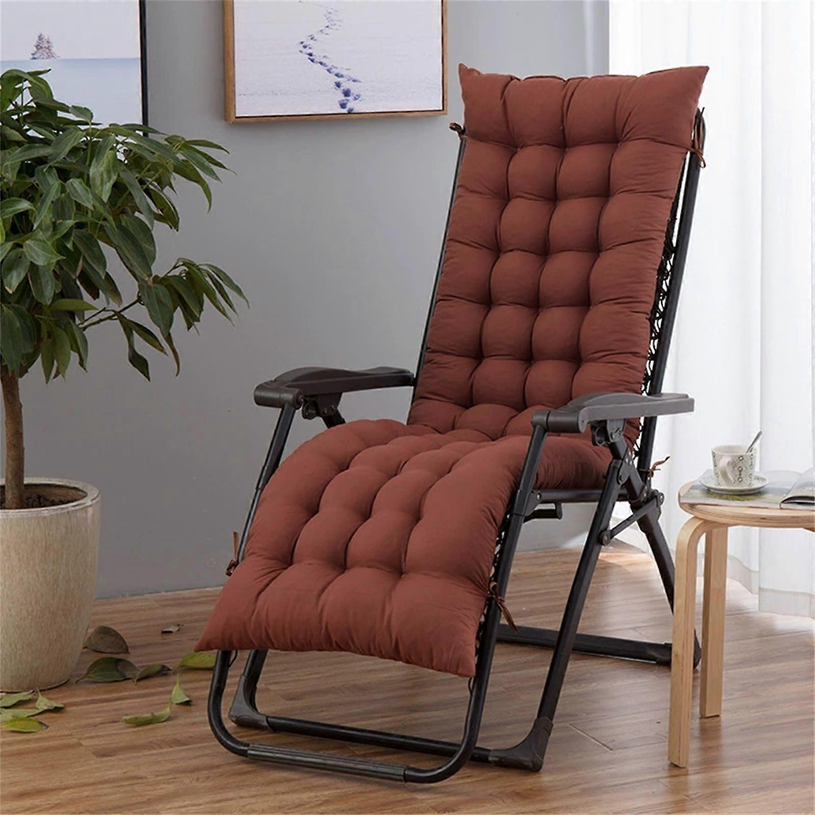 Recliner Sun Lounger Cushions Garden Chair Cushions With Ties AntiSlip Quilted Thick Padded 48x170cm Coffee Color
