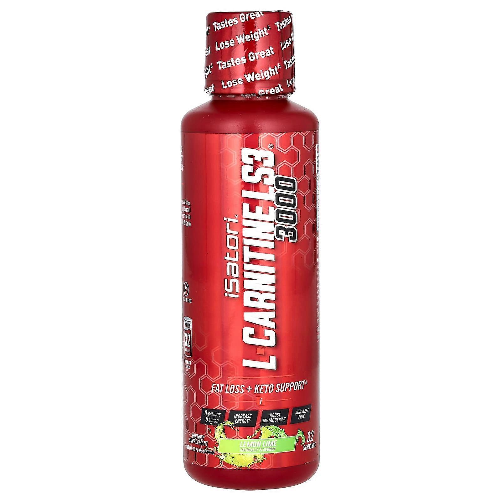 L-Carnitine LS3 3000, Lemon Lime, 16 fl oz (480 ml)
