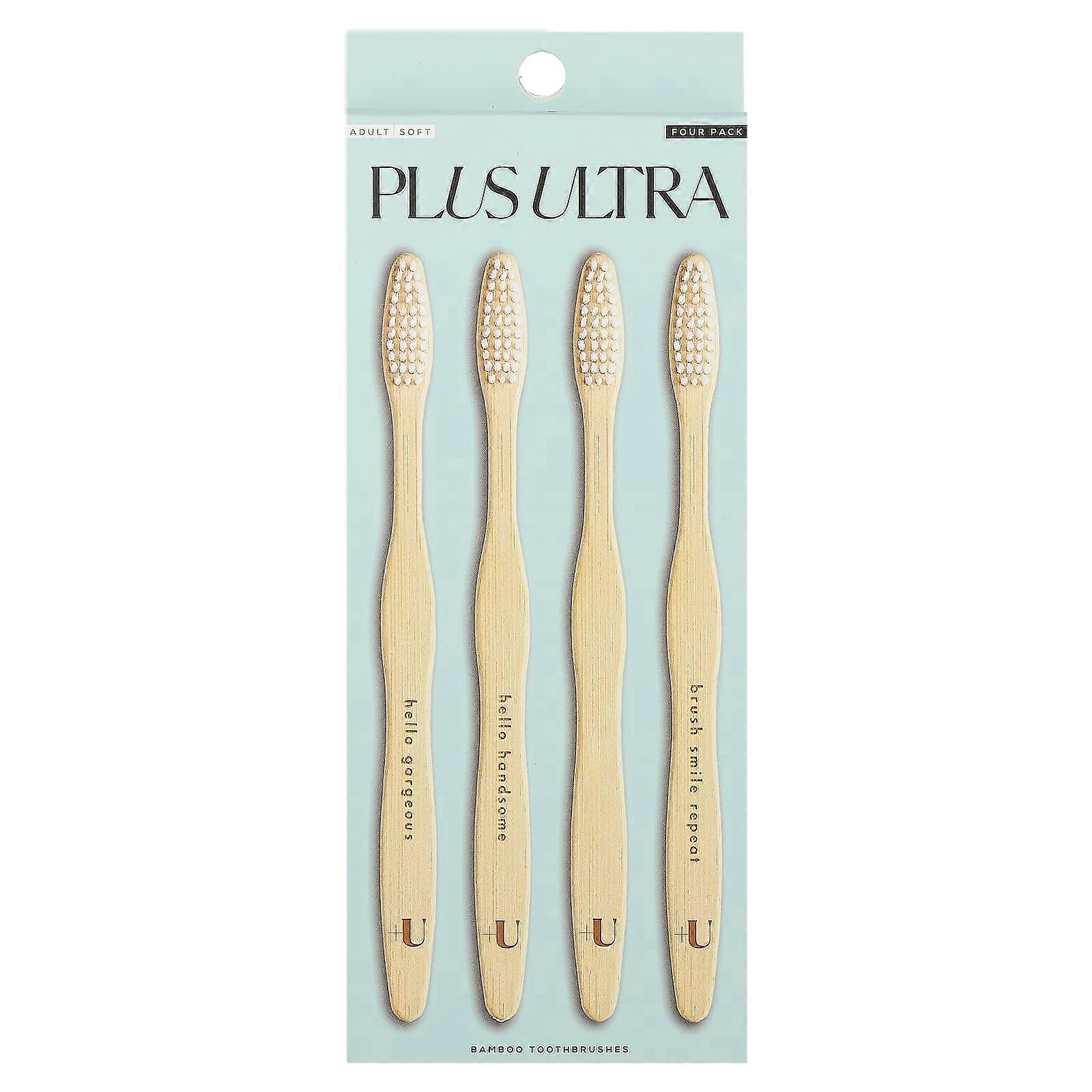 Bamboo Toothbrushes, Adult, Soft, 4 Pack