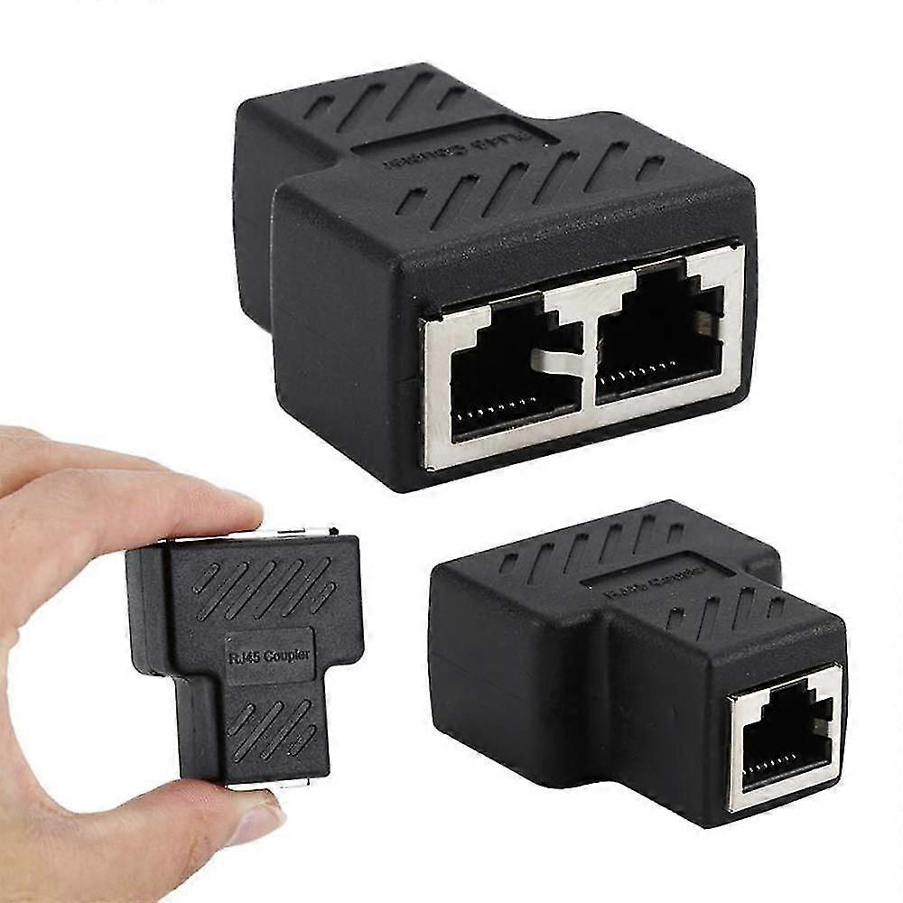 2pcs Rj45 Lan Cable Switch Splitter Adapter For Extension Network Y Splitter Socket Ethernet T Connector