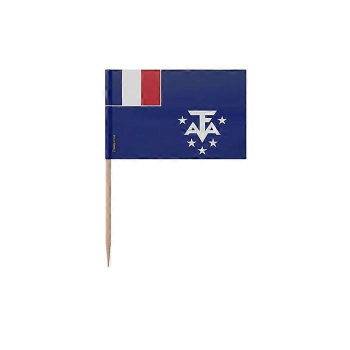 Official flag of French Antarctica - 8 cm - 100 pieces - Adhesive plastic - Bamboo stick - Pixelforma