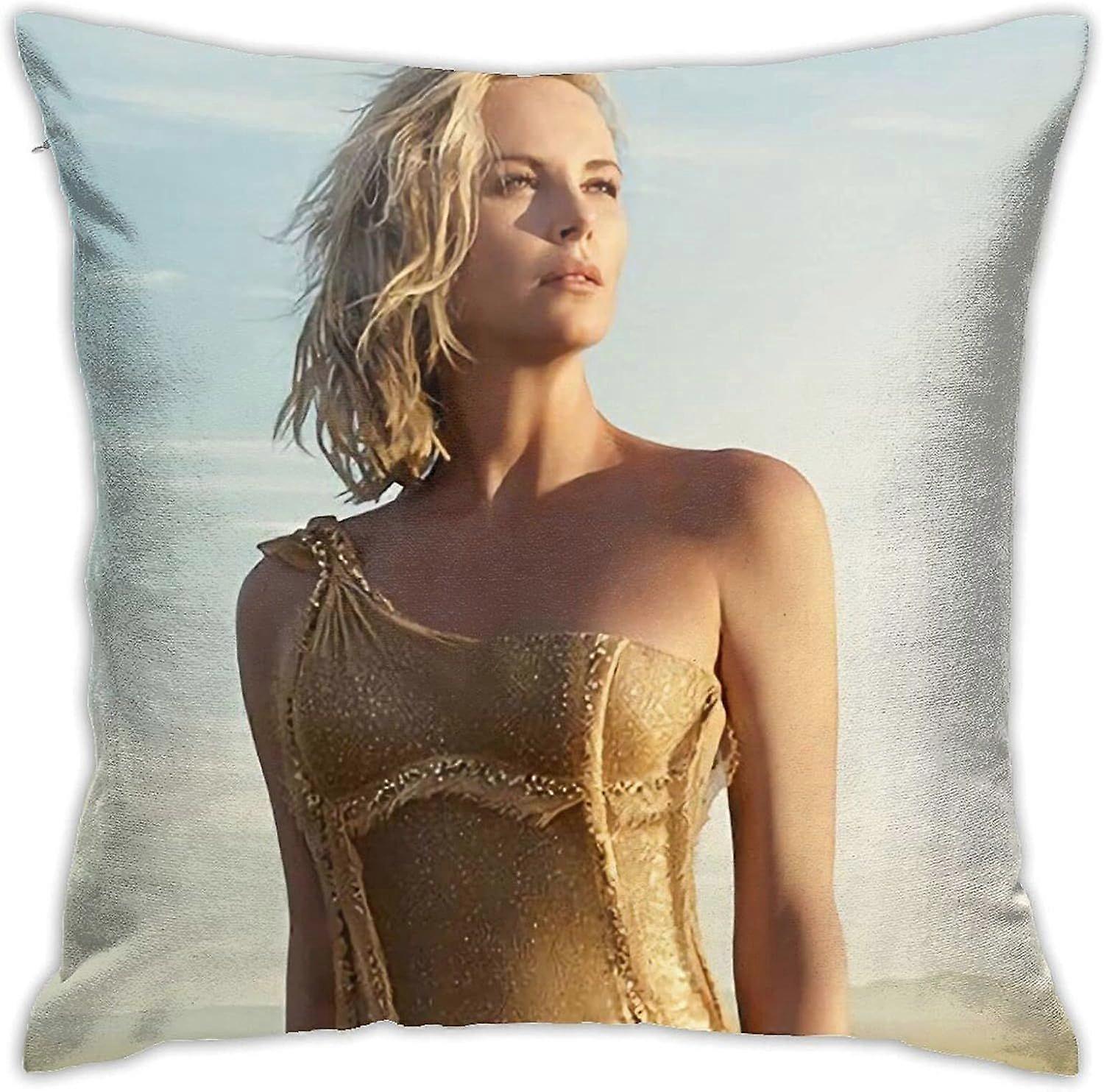 y1116シャーリーズセロン枕カバー両面印刷スロー枕カバーソフトクッションカバーリビングルーム寝室の枕カバー寮の装飾-TB2616