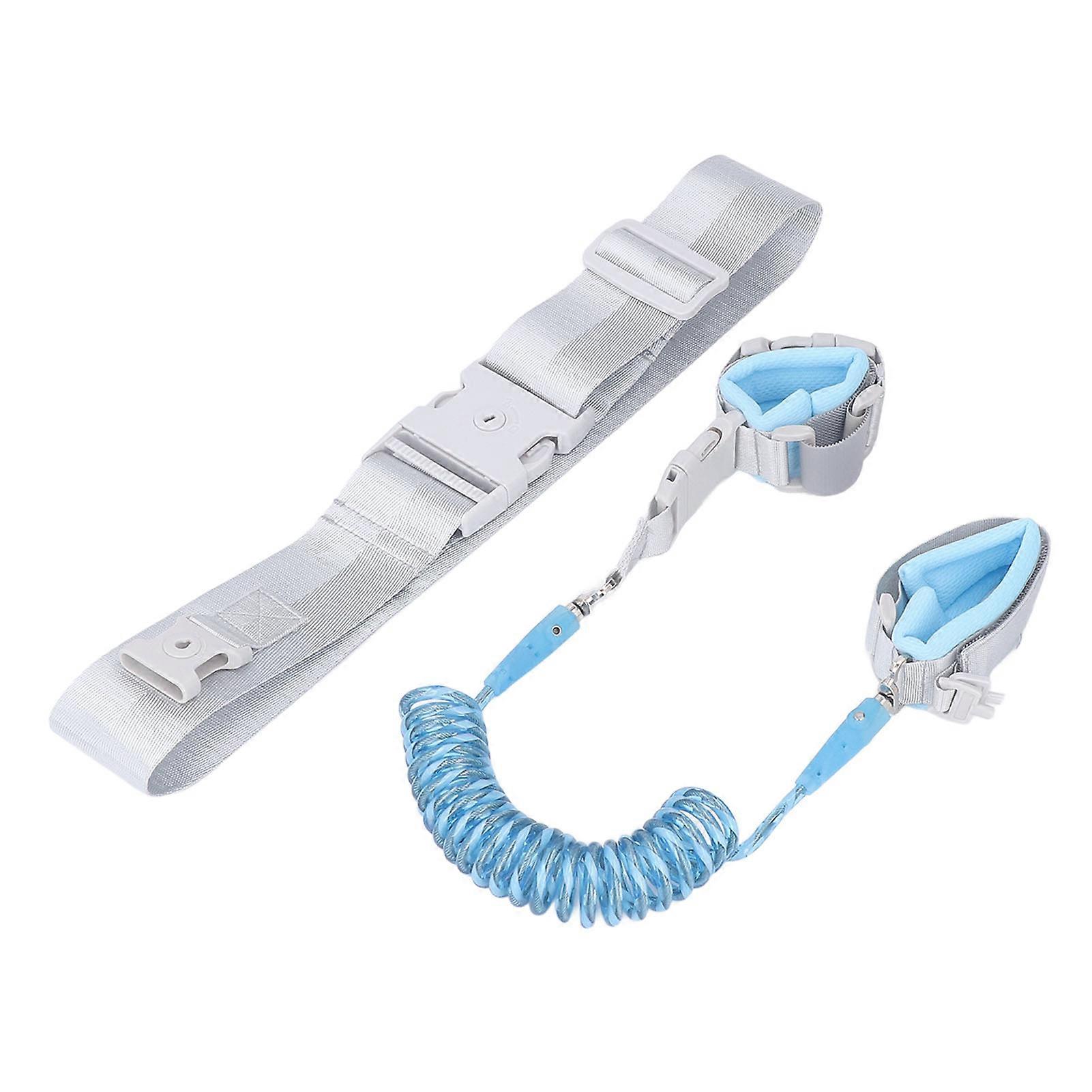 Toddler Safety Leash with Lock 2 in 1 Anti Lost Wrist Link Reflective Child Walking Harness for Outdoor Travel Blue 