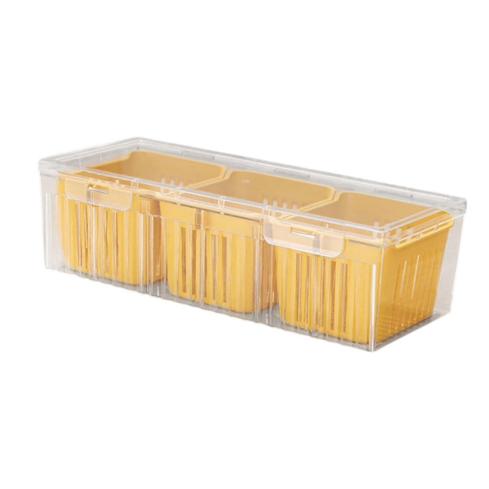 Fridge Organizer Bin For Snacks Divided Container For Meal Prep Yellow