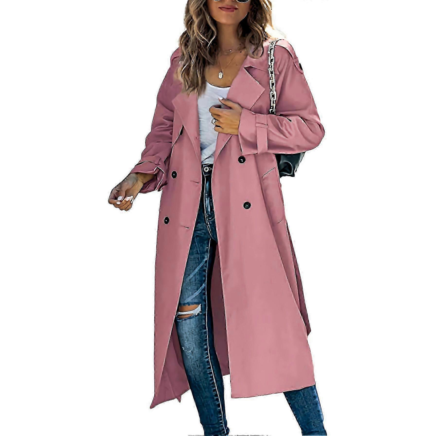 Slim Fit Women's Trench Coat Long Windproof Double Breasted