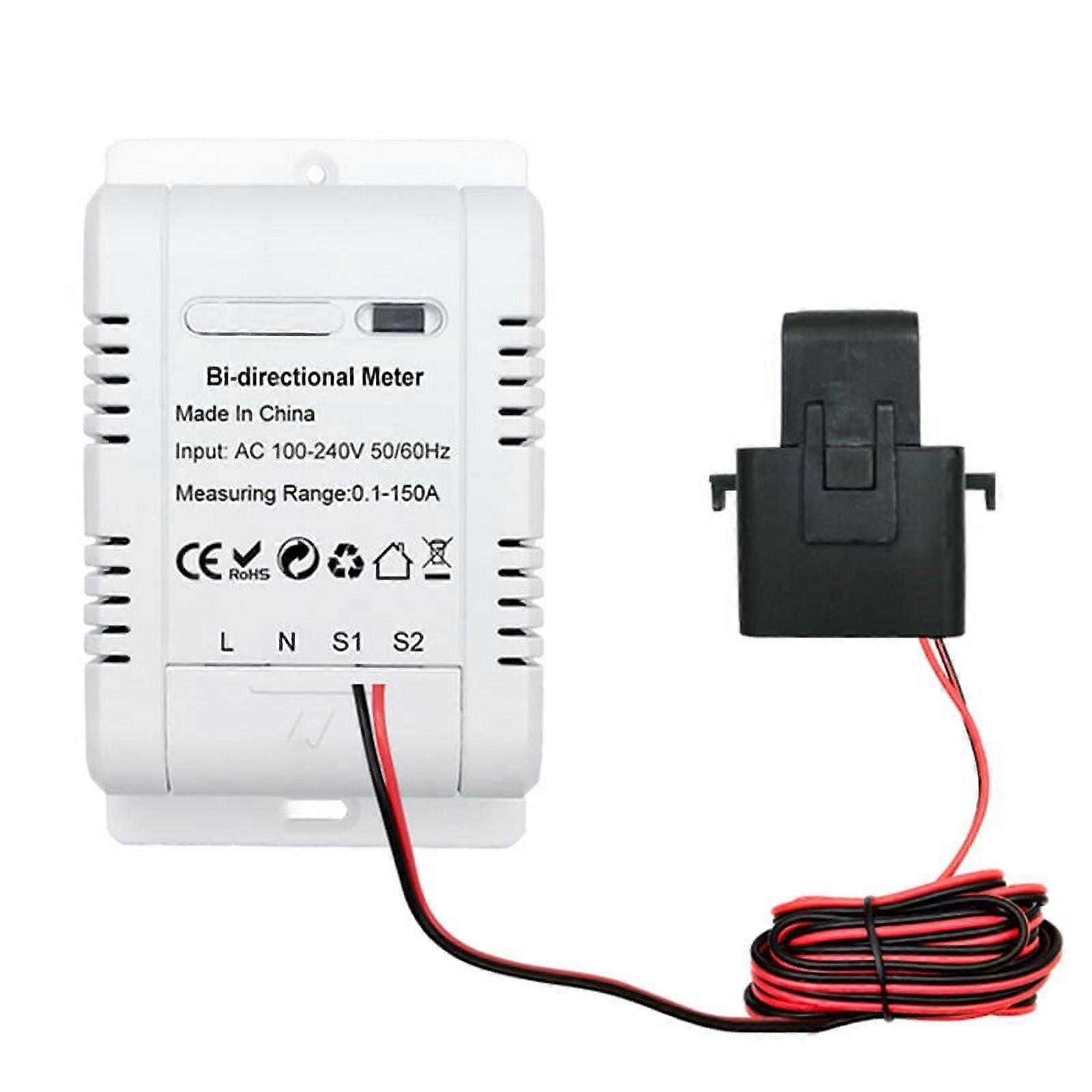 Tuya Bi Directional WiFi Energy Meter 150A Clamp Current Sensor Transformer Solar PV Two Way Power Monitor 110V 240VAC