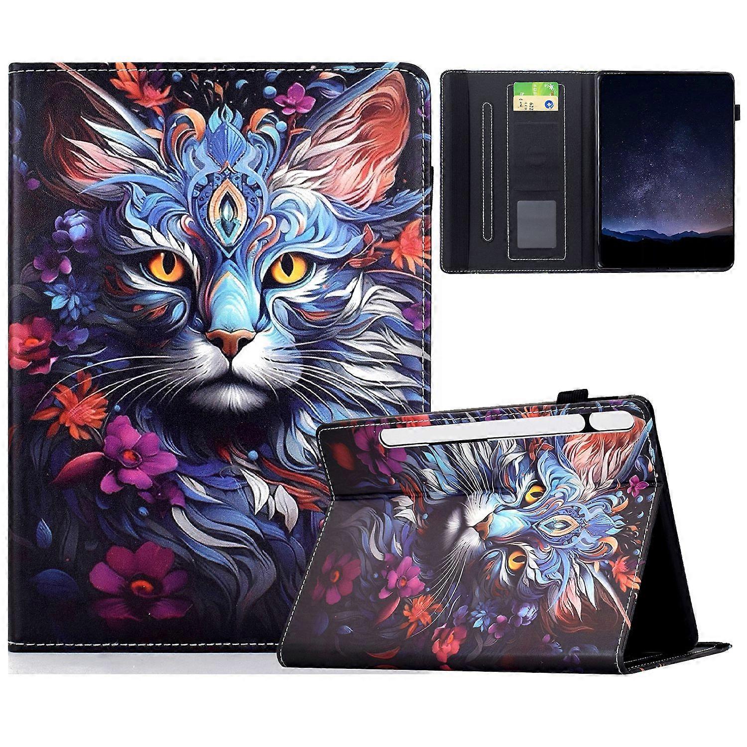For Samsung Galaxy Tab S11 Leather Case Pattern Print Card Slots Stand Auto Sleep Wake Tablet Cover