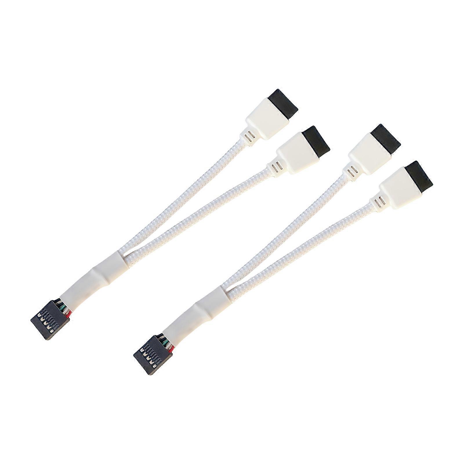 USB2.0 9Pin Double Port Splitter Cable Shielded Braided Extension For Motherboards Connection cord  White