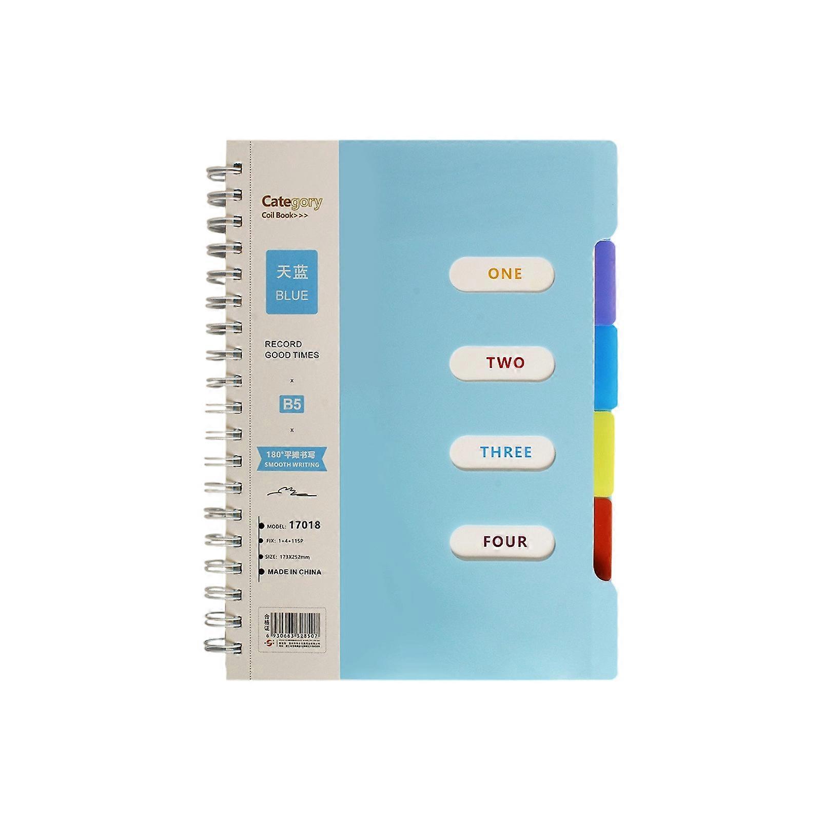 Extra Thick Refillable Notebook Coil Binding And Organizer Flags For Students Professionals B5 Portable Design  Sky Blue