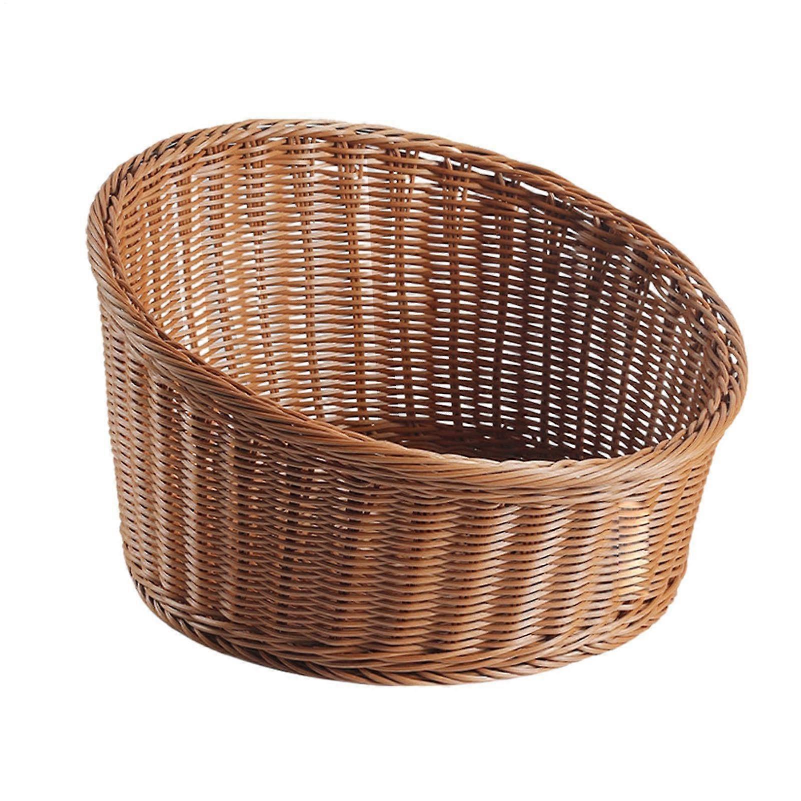 Wicker Countertop Basket Slanted Bread Fruit Holder Tray for Kitchen Buffet Café Storage