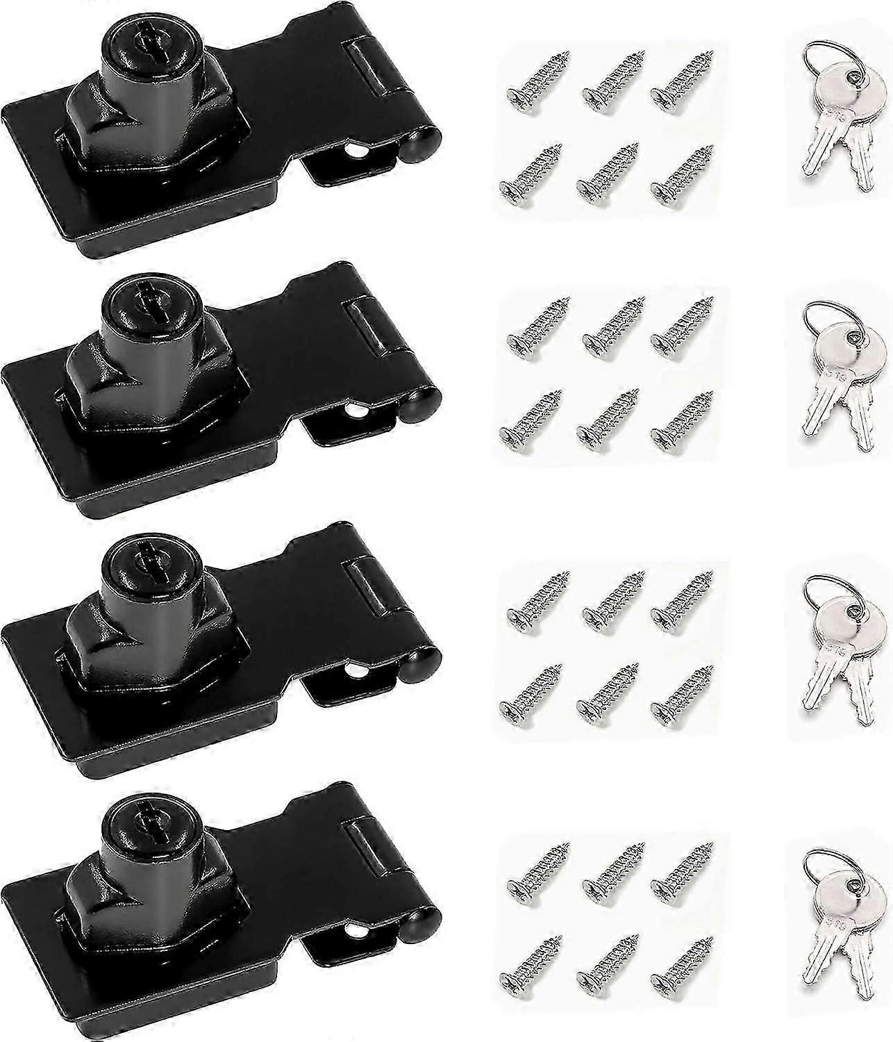 Keyed Hasp Locks, Twist Knob Keyed Locking Hasp, Cabinet Locks, Cabinet Locks with Keys, 4Pack,2.5Inch-3Inch