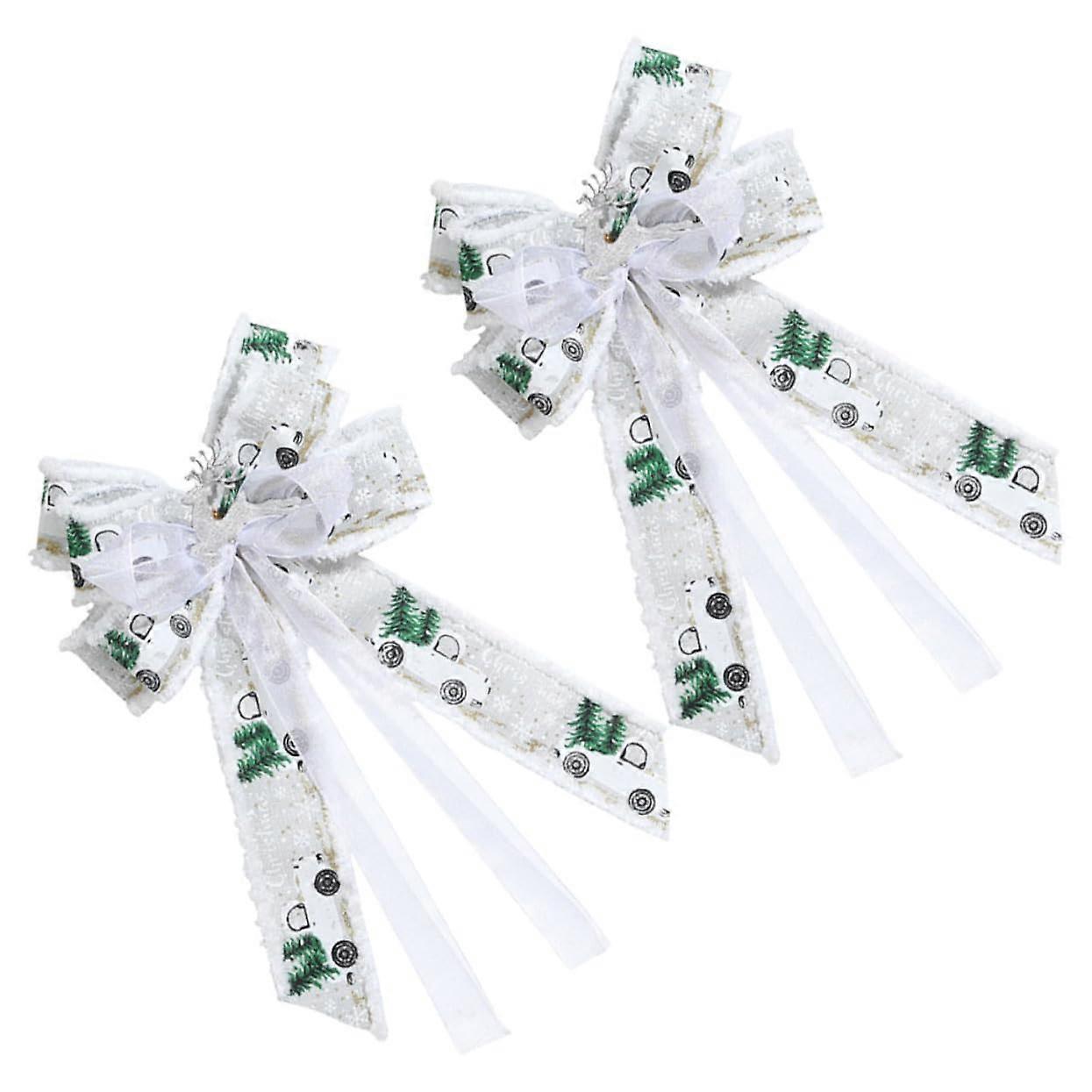 2 Pack Large Christmas Bows for Wreath and Tree Decorations, DIY Xmas Ribbon Ornaments