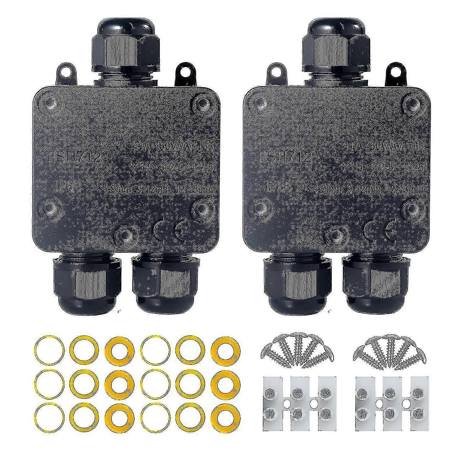 صندوق تقاطع مقاوم للماء ، صندوق تقاطع 3 طرق ، صندوق تقاطع كهربائي مقاوم للماء IP68 للكابلات بقطر 5-15 مم ، (2 حزمة)