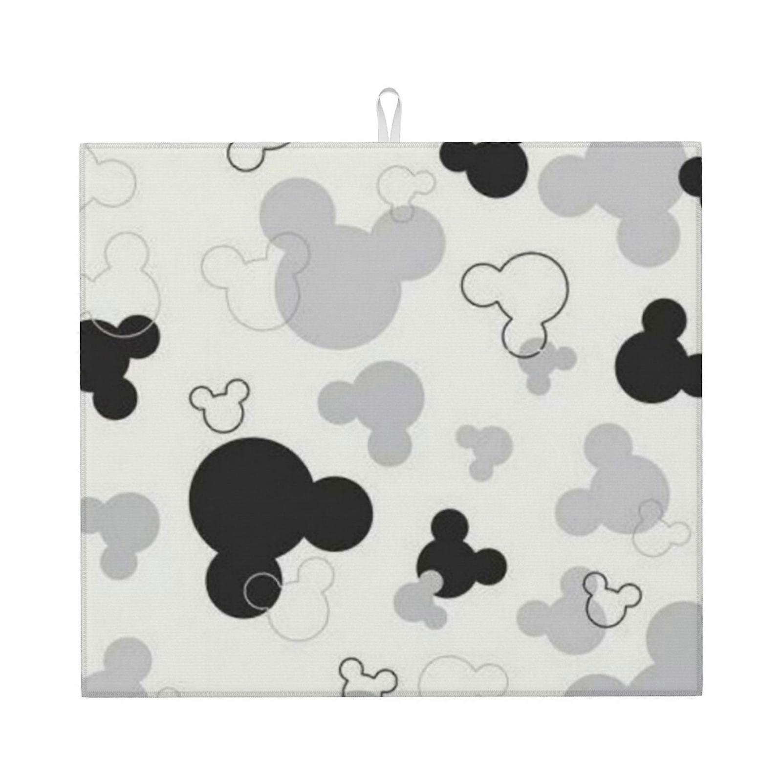 Mickey Mouse Dish Drying Mat For Kitchen Counter, Microfiber Dish Mat, Fast Absorbent Draining Pad