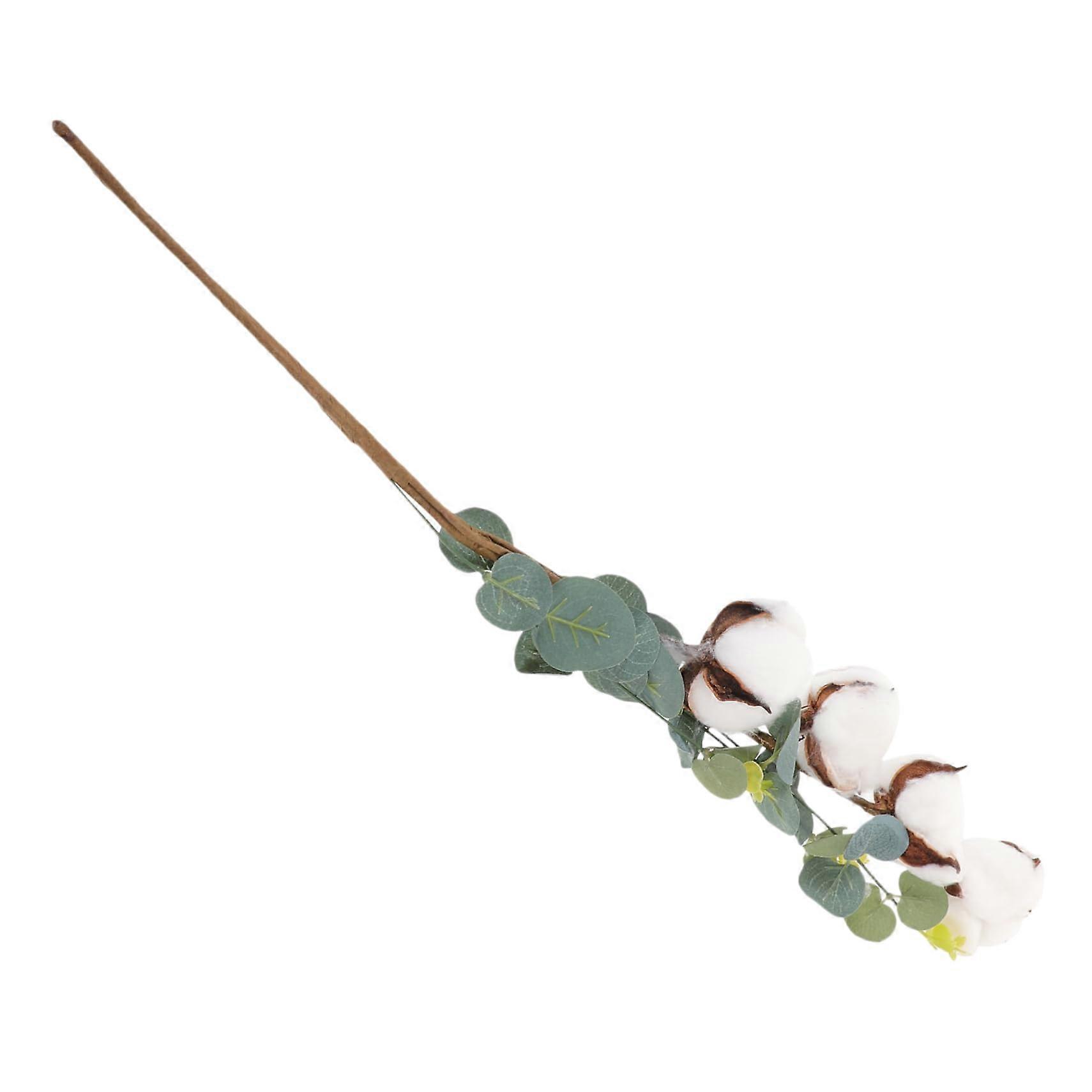 Cotton Branches with Artificial Eucalyptus Leaves for Vase Filler Home Office Table Decor