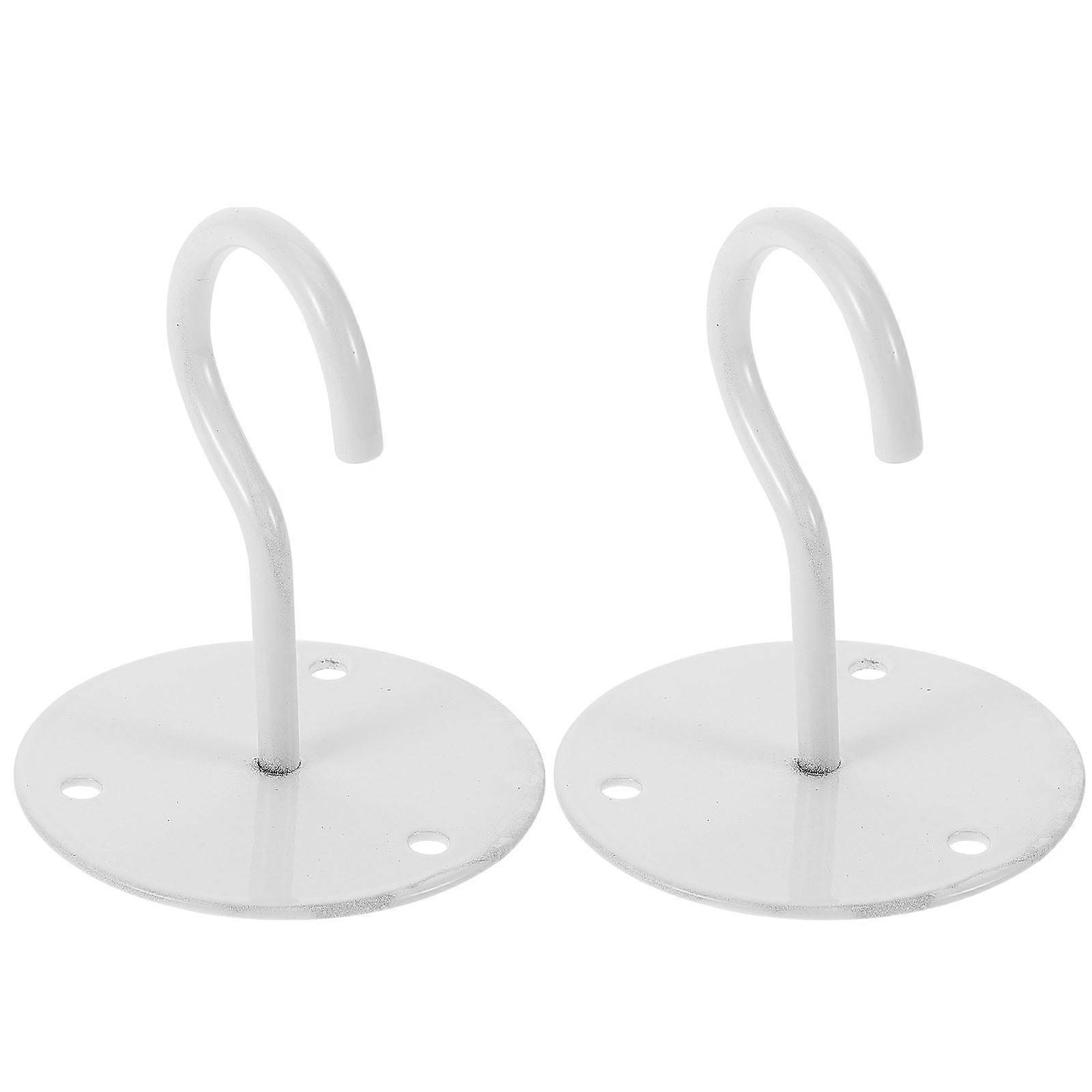 White Iron Ceiling Hooks for Hanging Lights and Plants 2pcs Heavy Duty Wall Hooks for Home Use