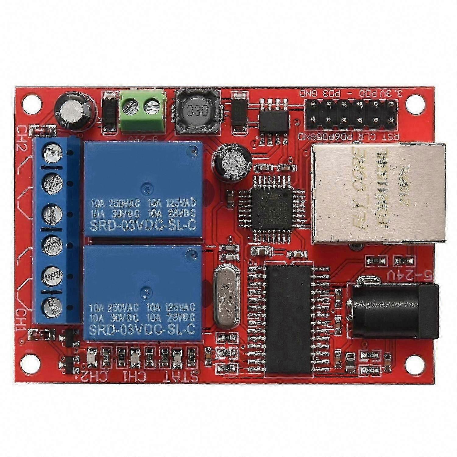 2-Way LAN Ethernet Relay Board with Delay Switch, TCP/UDP Controller, and Web Server Edition 1128
