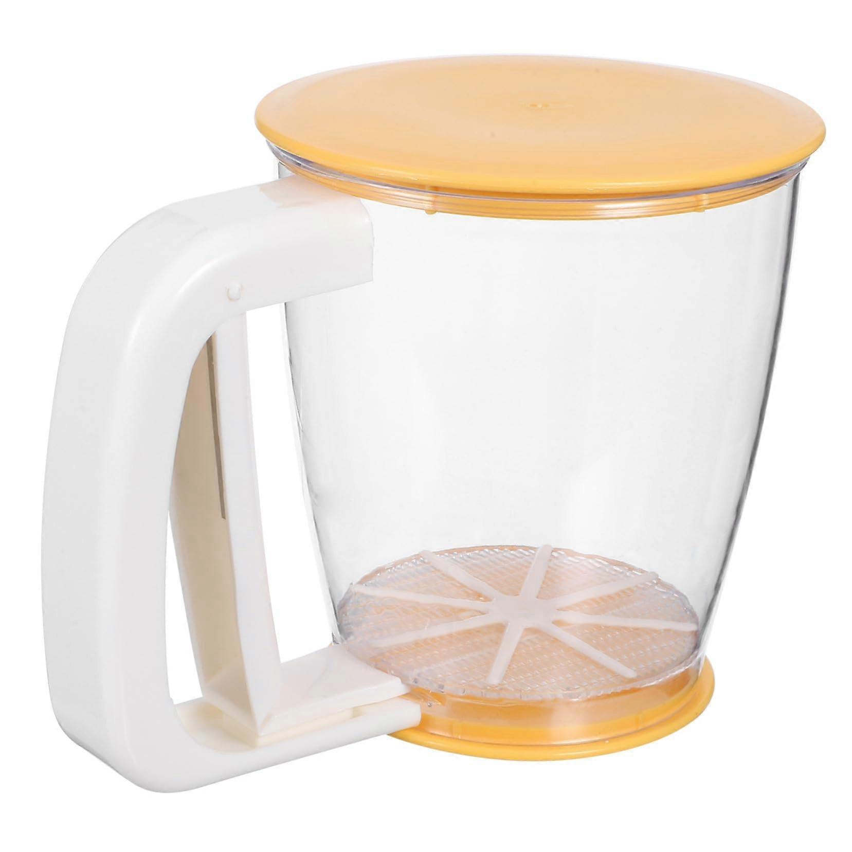 Flour Sifter Cup with Lid Fine Mesh Handheld Baking Sieve for Home Kitchen and Pastry Use