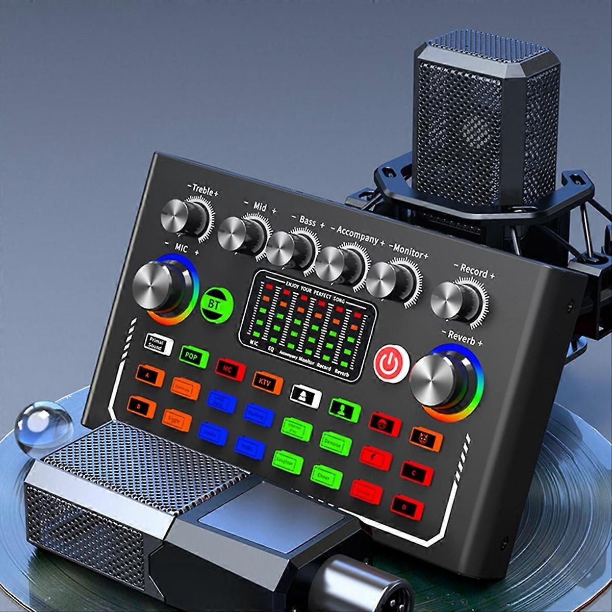 F009 Audio Mixer Live Sound Card with DJ Mixer Effects and Studio