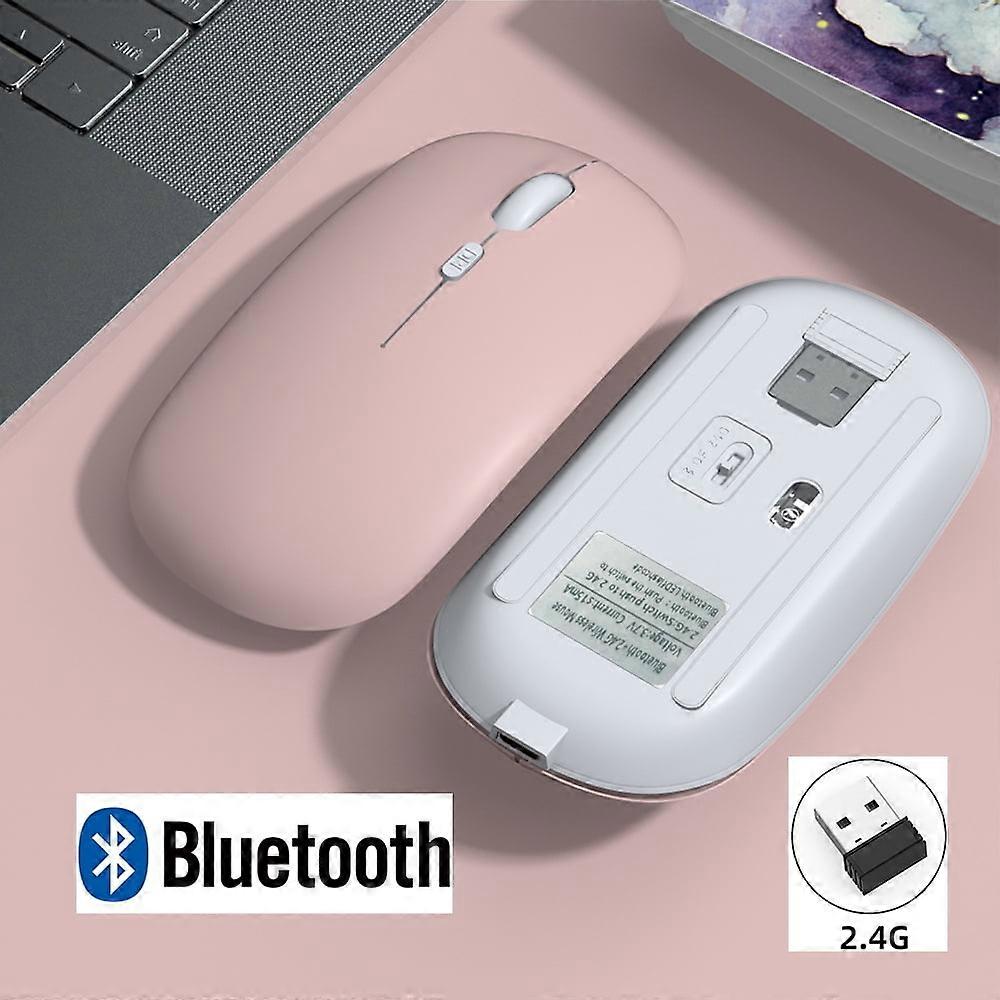 Rechargeable Wireless Bluetooth Mouse compatible with iPad, Samsung, Huawei MiPad, Android, Windows - 2.4G USB
