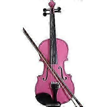 Student Acoustic Violin Full 1/8 Maple Spruce With Case Bow Rosin Pink Color1/8