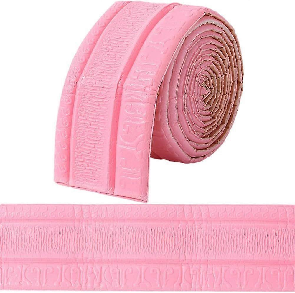 2.3mx79mm Pink Molding Peel and Stick 3D Wall Edging Foam Flexible Wallpaper Border Mirror Edging Frame Lines Wall Base Ceiling Baseboard for Home Fur