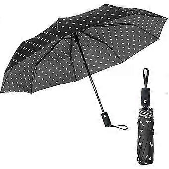 rain umbrella windproof compact automatic polka dots travel