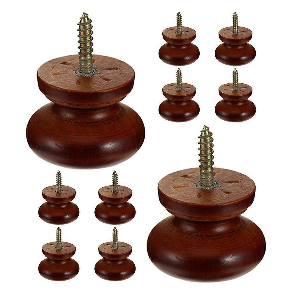 Light Brown Solid Wood Round Drawer Knobs for Decoration 10Pcs Self-Tapping Handles
