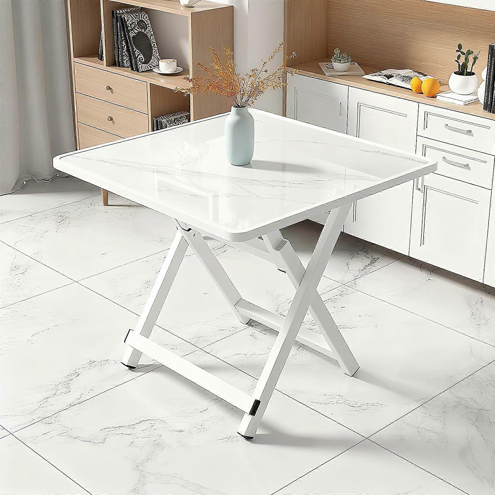 Folding Table with Sturdy XShaped Support, SpaceSaving Dining Desk for Small Spaces White
