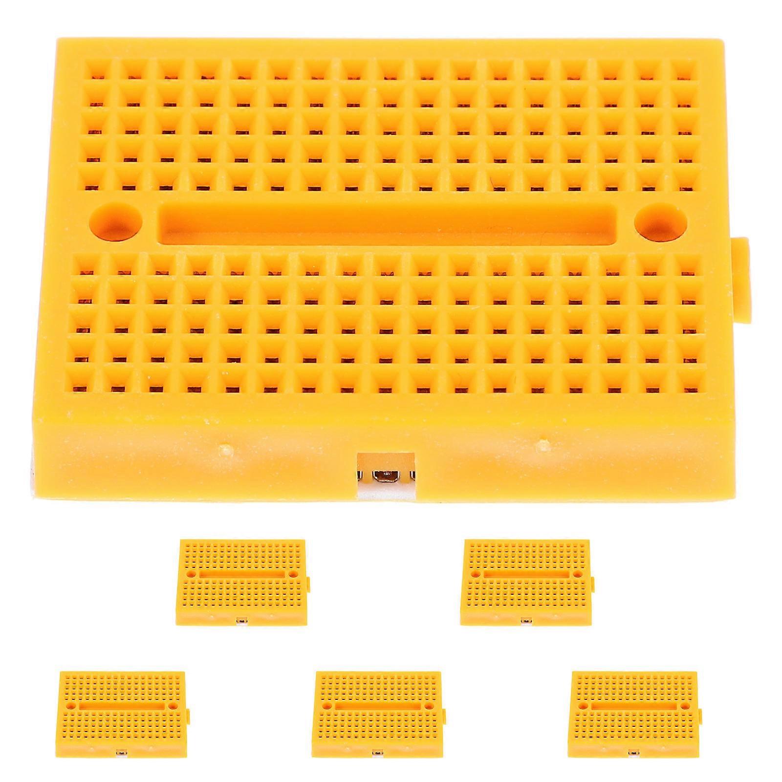 6Pcs Solderless Breadboards Circuit Board for Experiment Small Yellow Breadboard