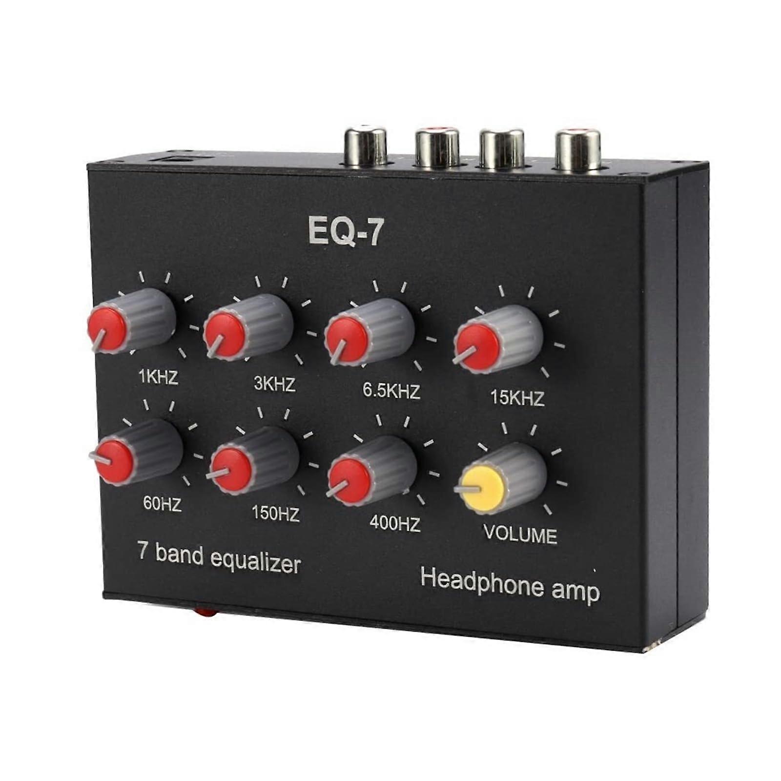 Car Audio Equalizer 7 Band Graphic EQ with NE5532 Amplifier Dual Channel Sound Mixer Black