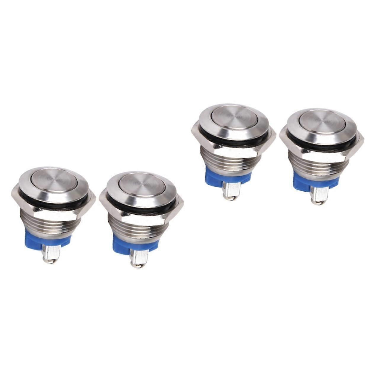 Momentary Horn Push Button 4Piece Silver Push Switch For Doorbell Boat Car