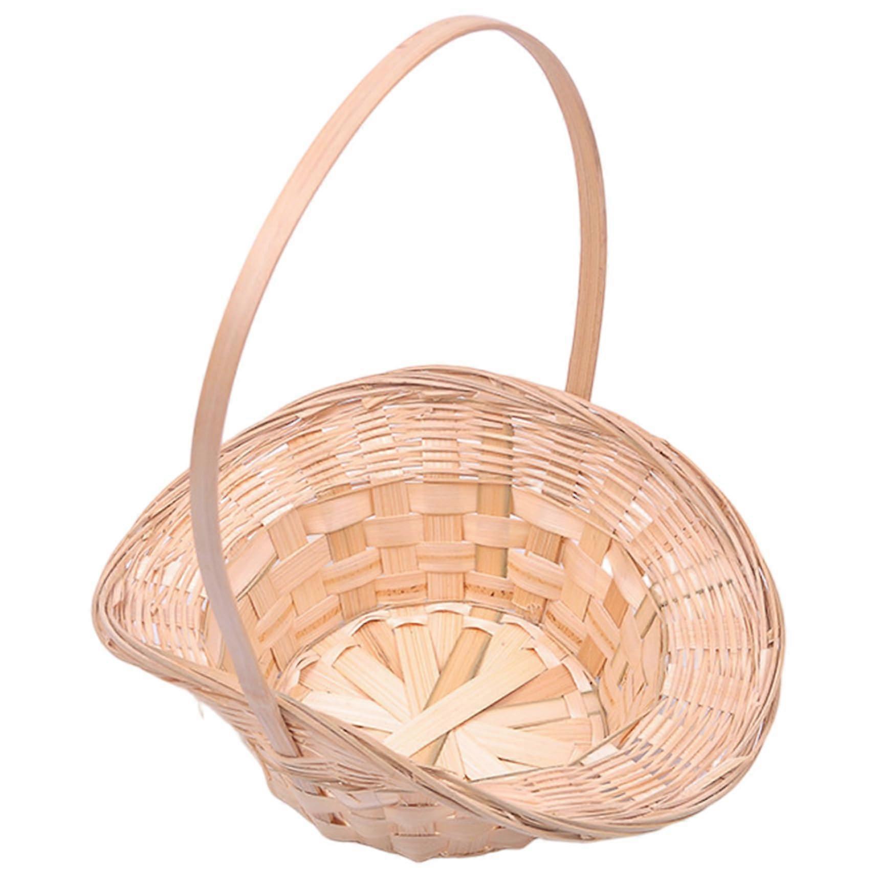 Wicker Picnic Basket with Handle for Fruits Vegetables Storage, Durable Rustic Rattan Design