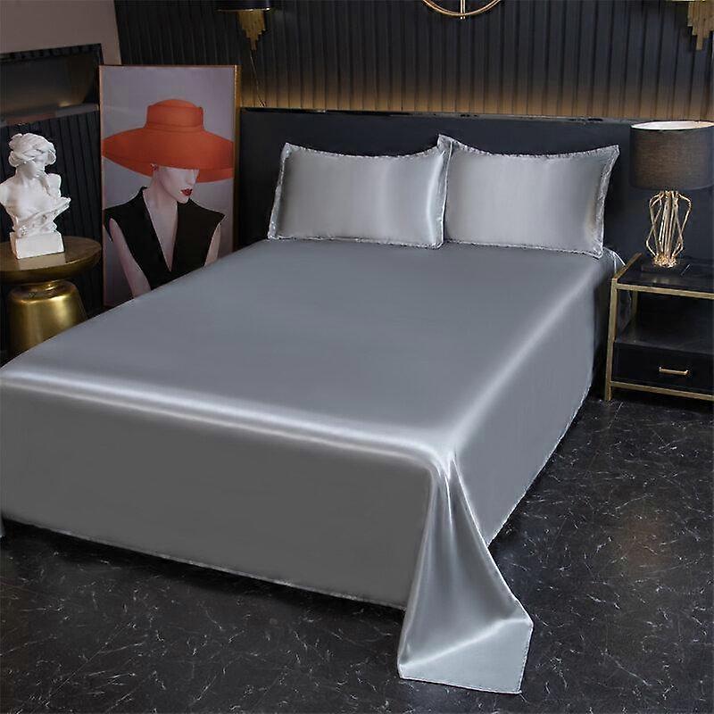 Luxurious Summer Satin Ice Silk Sheets Pillowcases Bedding Solid Color Sheets