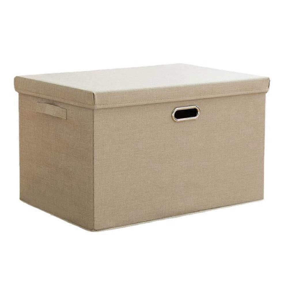 32×24×18cm Small Cotton Linen Clothes Storage Box Foldable Organizer with Handles Dust-Pro