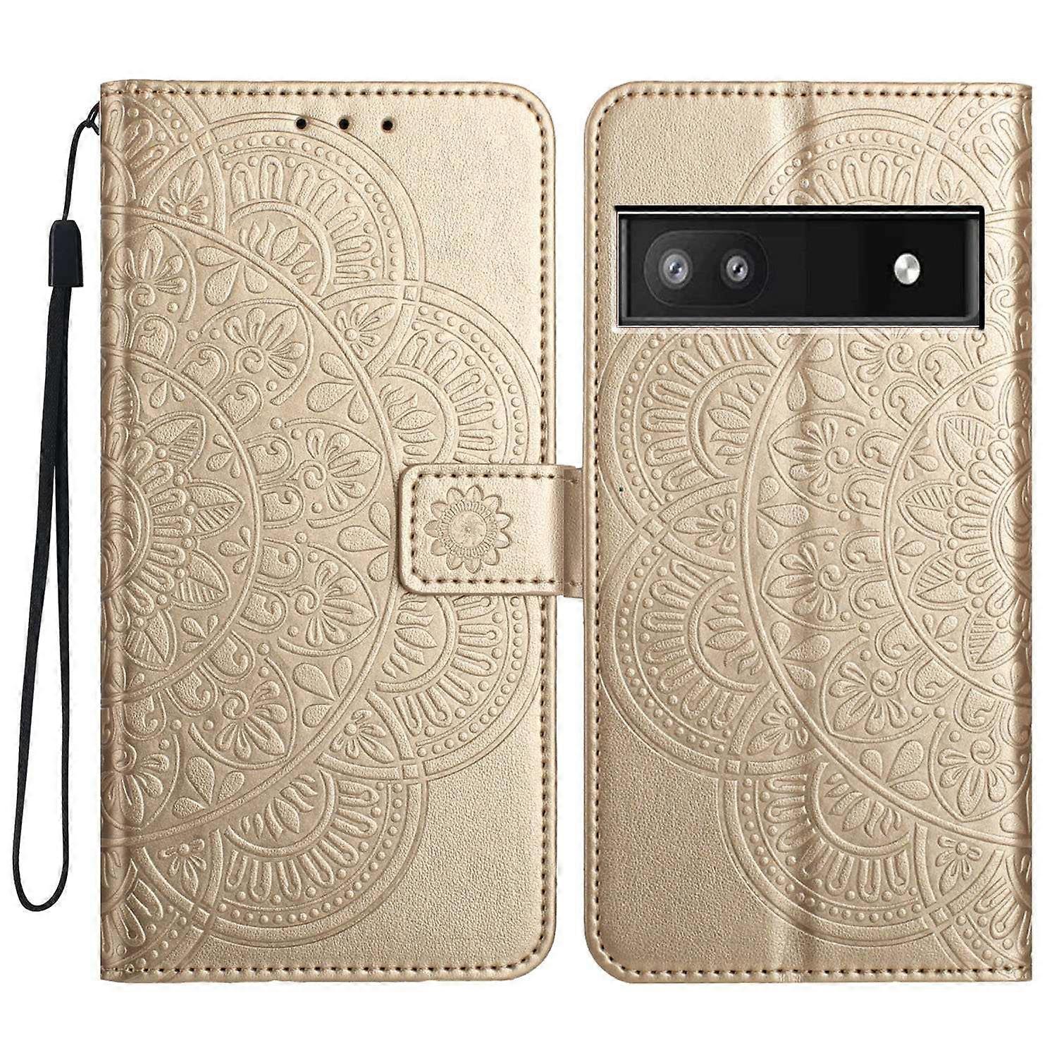 For Google Pixel 8a Case PU Leather Mandala Imprinted Phone Cover