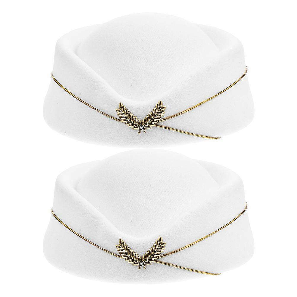 Flight Attendant Hat Woolen Air Hostess Hat for 2Pcs Costume Accessory