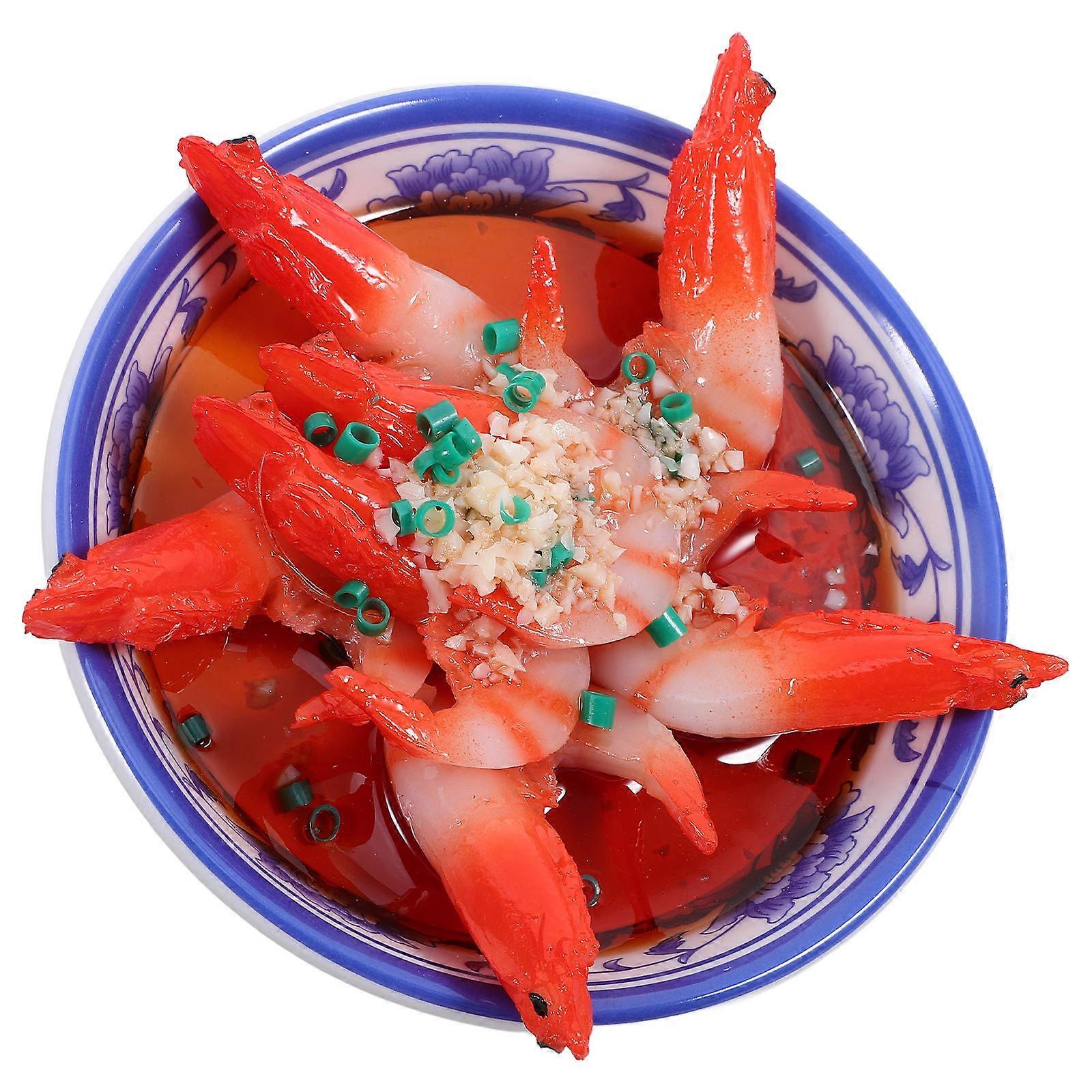 Simulation Cooked Food Model for Decoration 2Pcs Realistic Red PVC Bowl