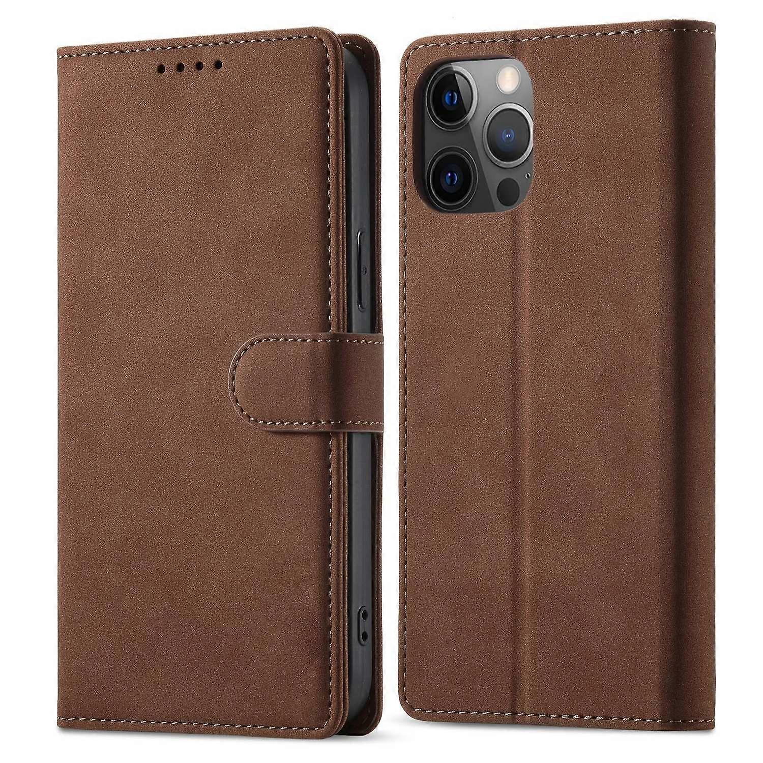 Case For Iphone 13 Pro Max Brown Flip No14375