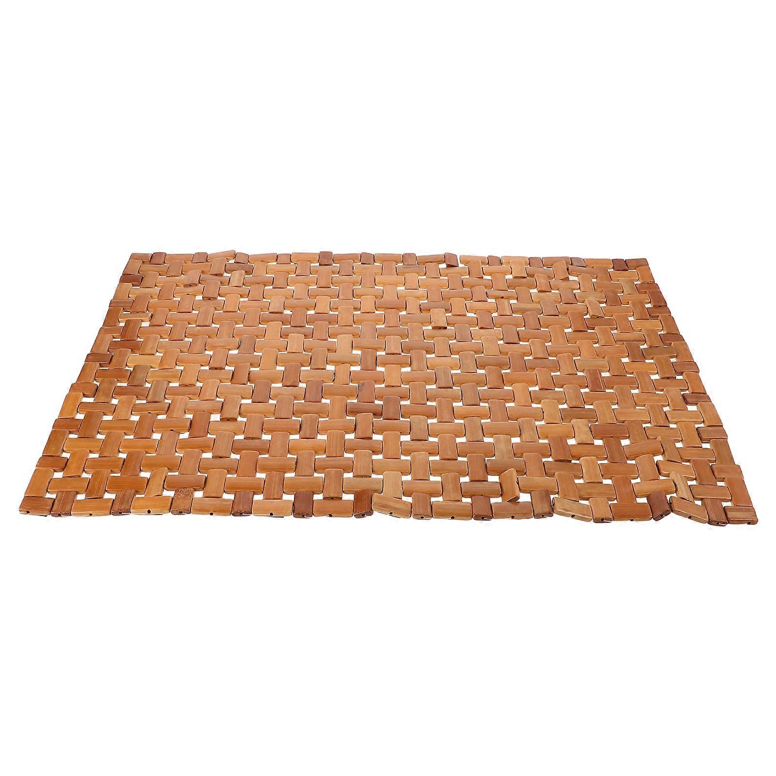 Portable Bamboo Floor Mat for 2Pcs Non Slip Foldable Coffee Bath Mat