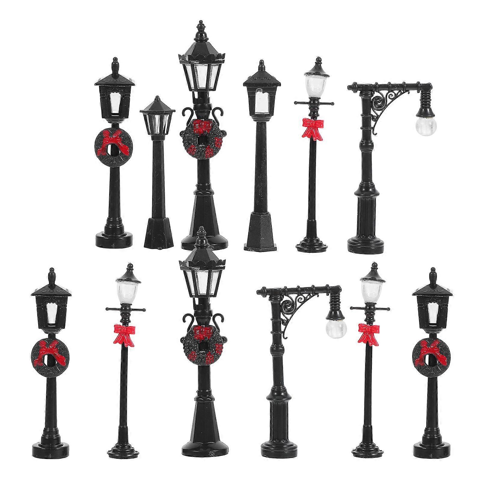 Miniature Lamp Post for Decor 12Pcs Plastic Mini Street Light Model Set