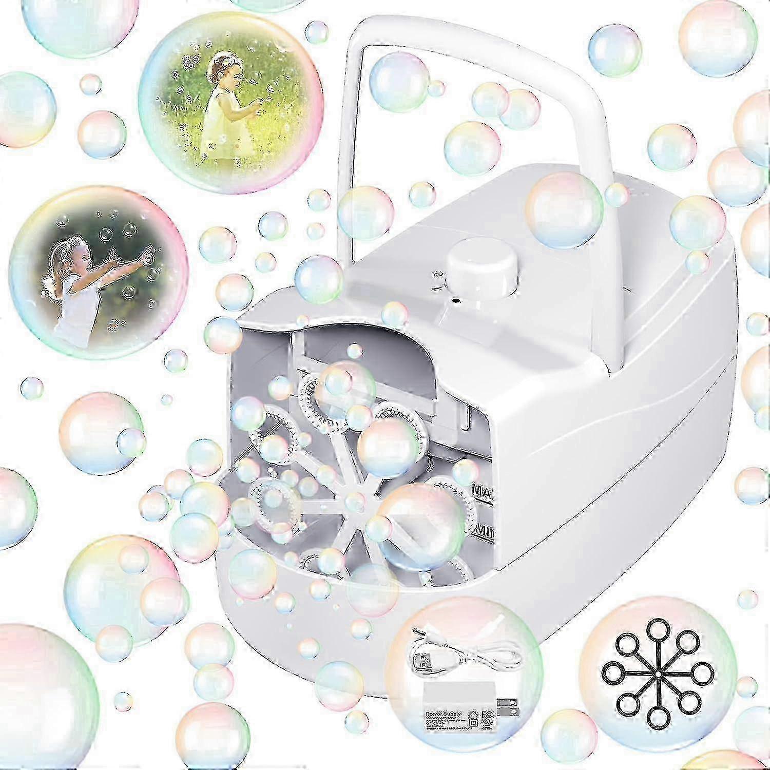 2025 Bubble Machine Auto, 10000+ Bubbles/Min, 2 Speeds (White)